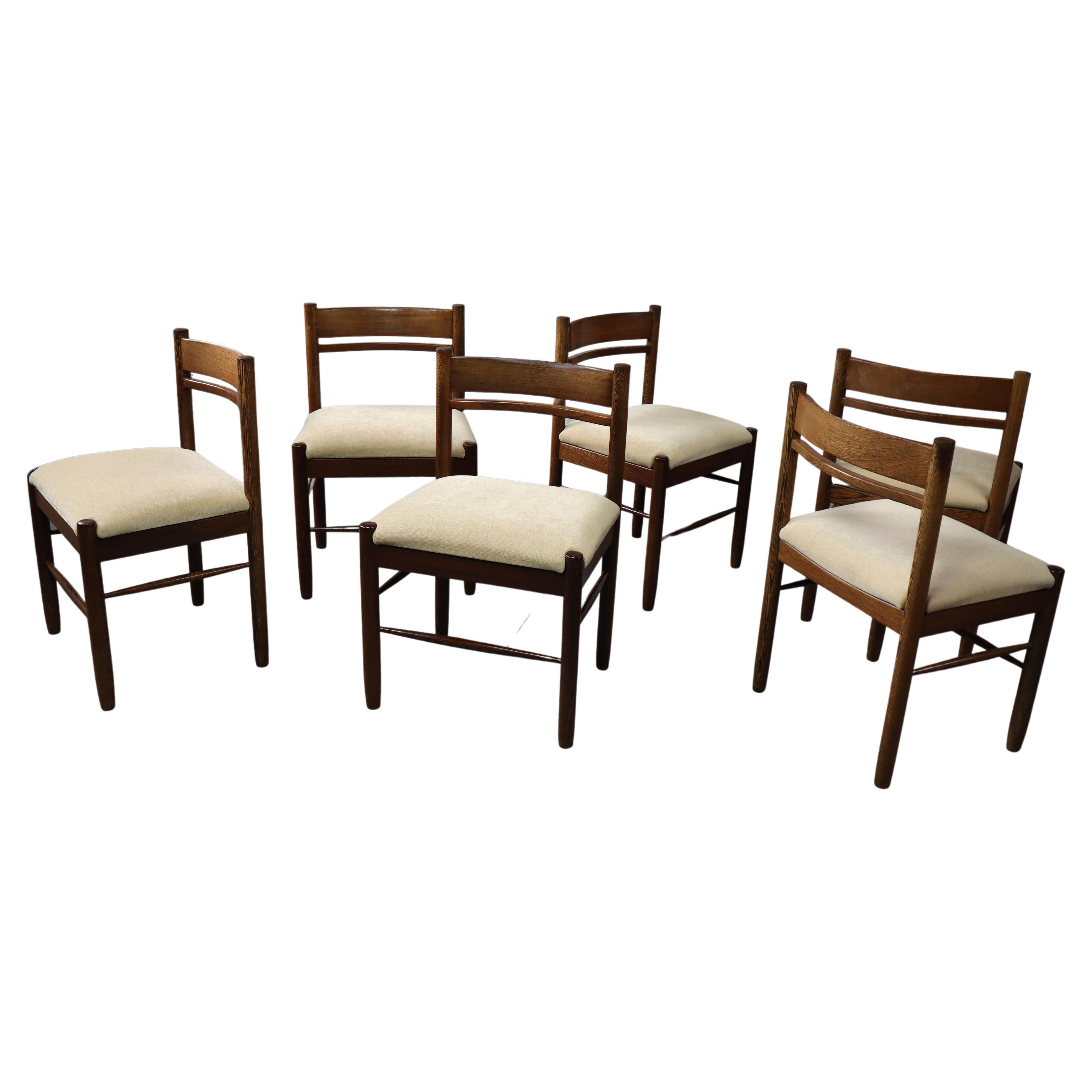 Set of Six Solid Wengé Dining Chairs, 1960s
