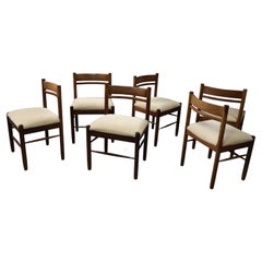 Ensemble de six chaises de salle à manger en Wengé massif, années 1960