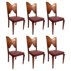 Used Set of six solid wood chairs, Gino Levi Montalcini (Attr.), Italy 1950s