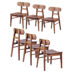 Set of 6 Handcrafted Solid Oak Butterfly Dining/Side chairs, Contemporary