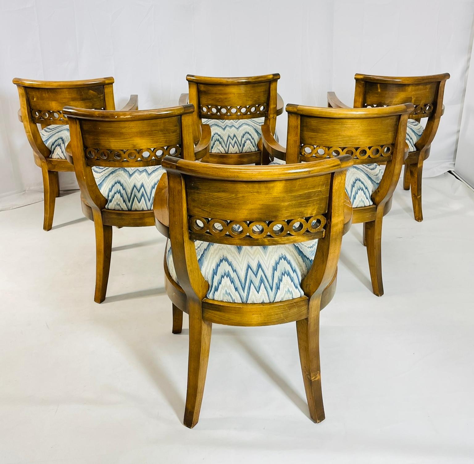 Set of Six Solid Wood Dining Room Armchairs, USA 1970s For Sale 2