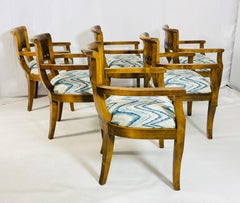 Set of Six Solid Wood Dining Room Armchairs, USA 1970s