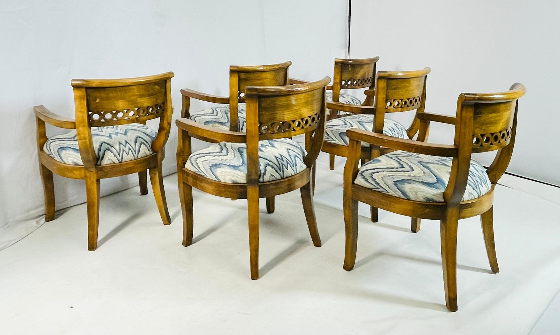 Late 20th Century Set of Six Solid Wood Dining Room Armchairs, USA 1970s For Sale