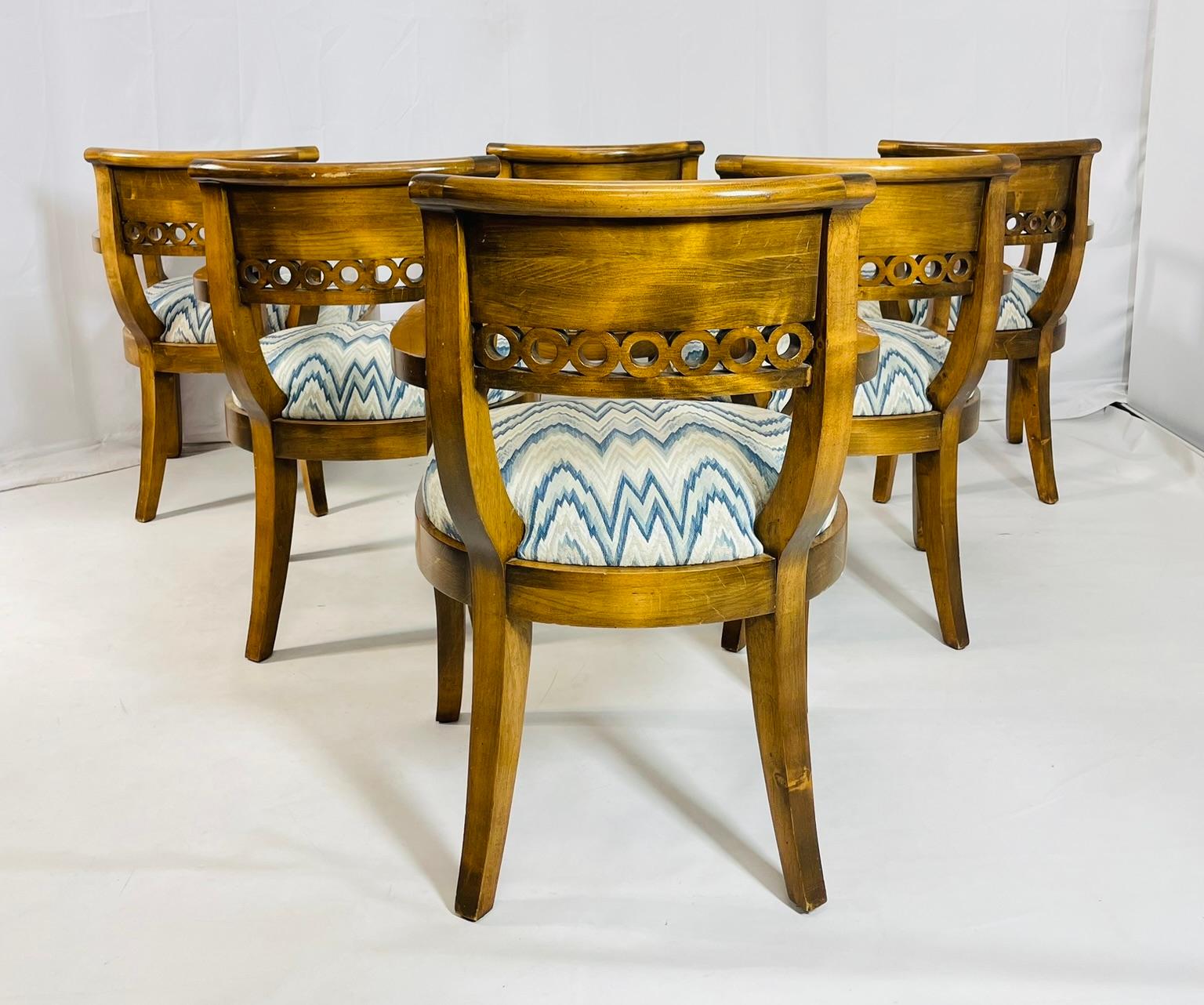 Set of Six Solid Wood Dining Room Armchairs, USA 1970s For Sale 1
