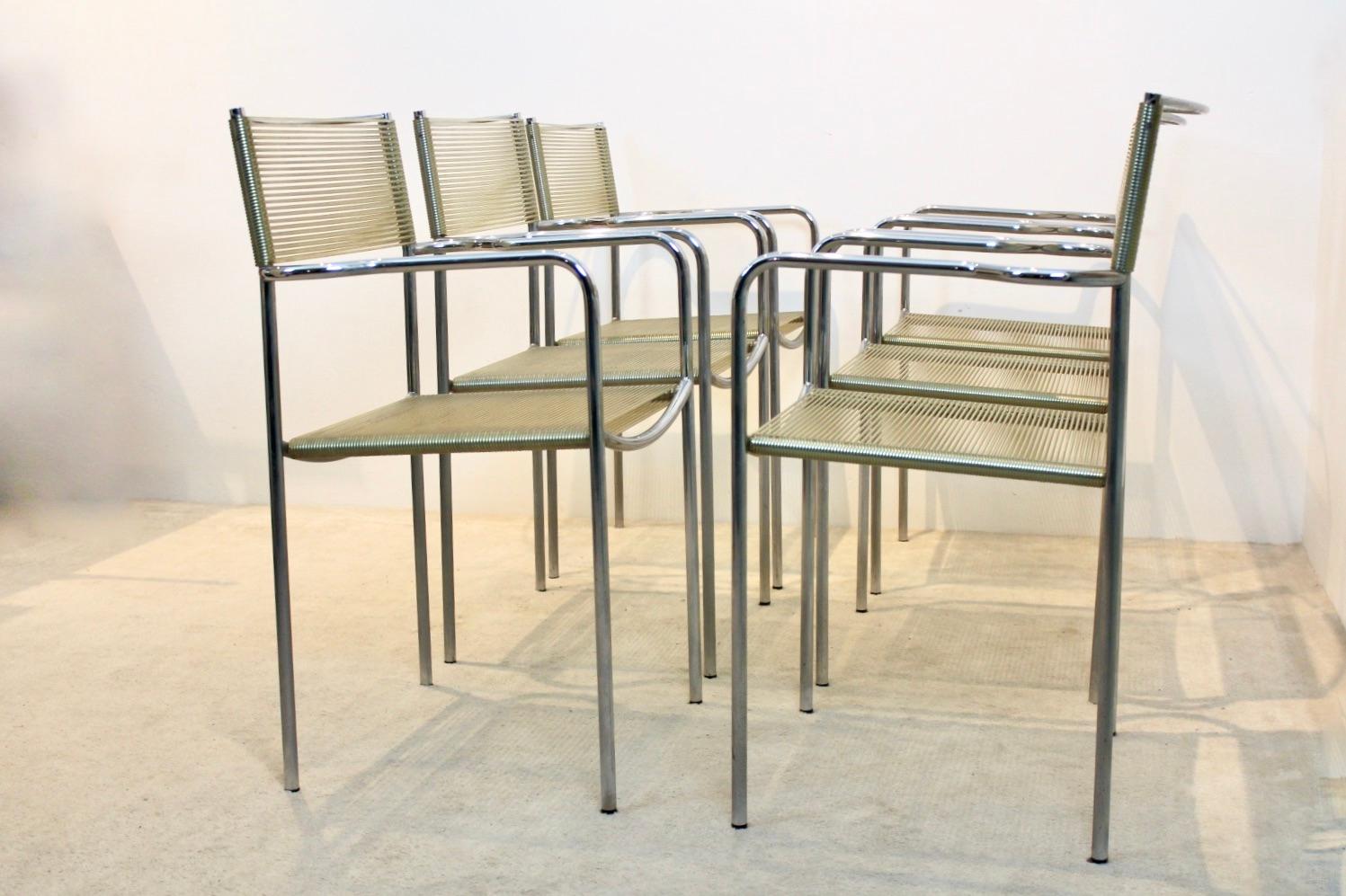 Chrome Set of Six Spaghetti Chairs by Giandomenico Belotti for Alias, Italy, 1970
