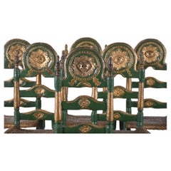 Set of Six Spanish Chairs in Painted, Carved and Gilded Wood