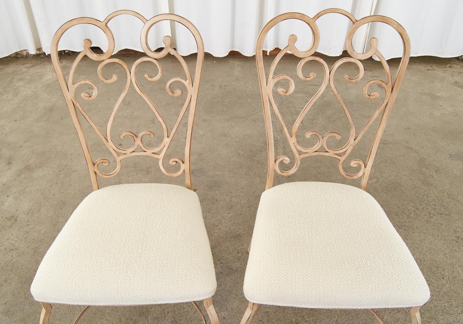 Set of Six Spanish Colonial Style Painted Iron Garden Chairs 3