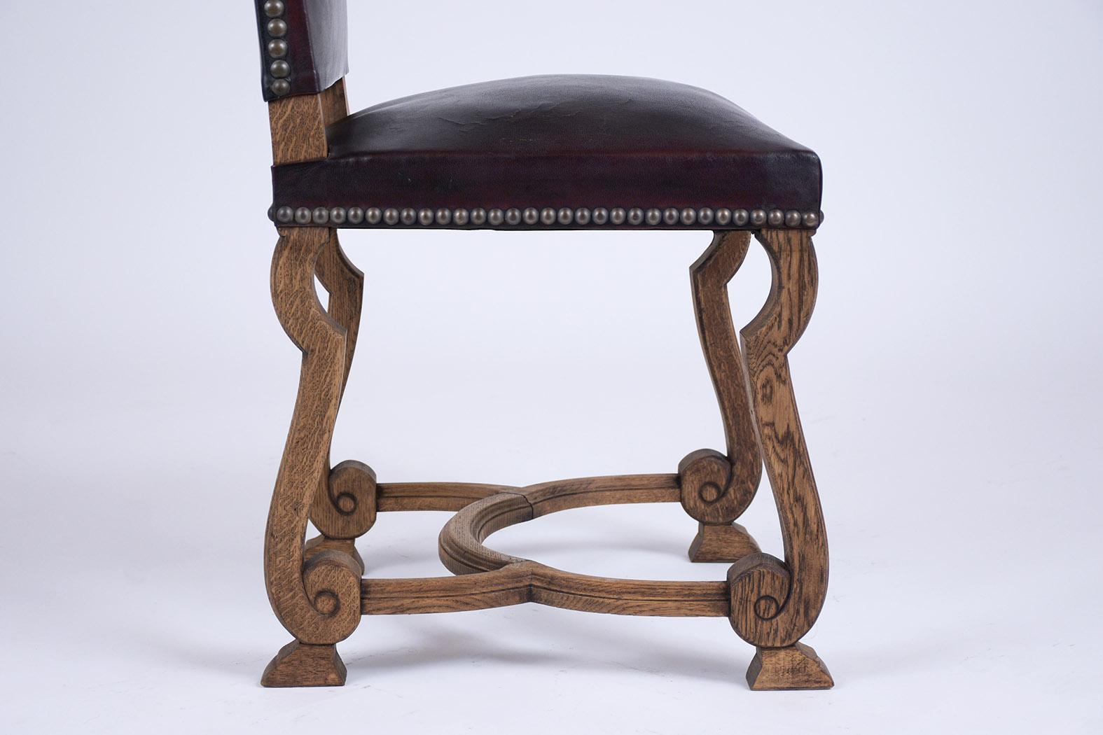 Ensemble de six chaises à manger en cuir espagnol 4