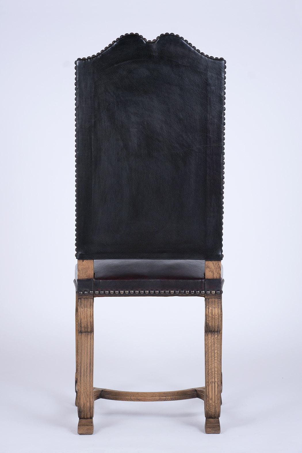 Ensemble de six chaises à manger en cuir espagnol 5