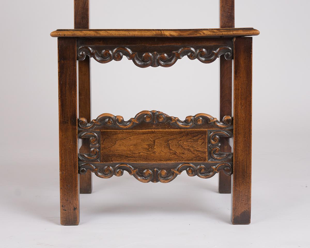 Hand-Carved Set of Six Spanish Style Dining Chairs