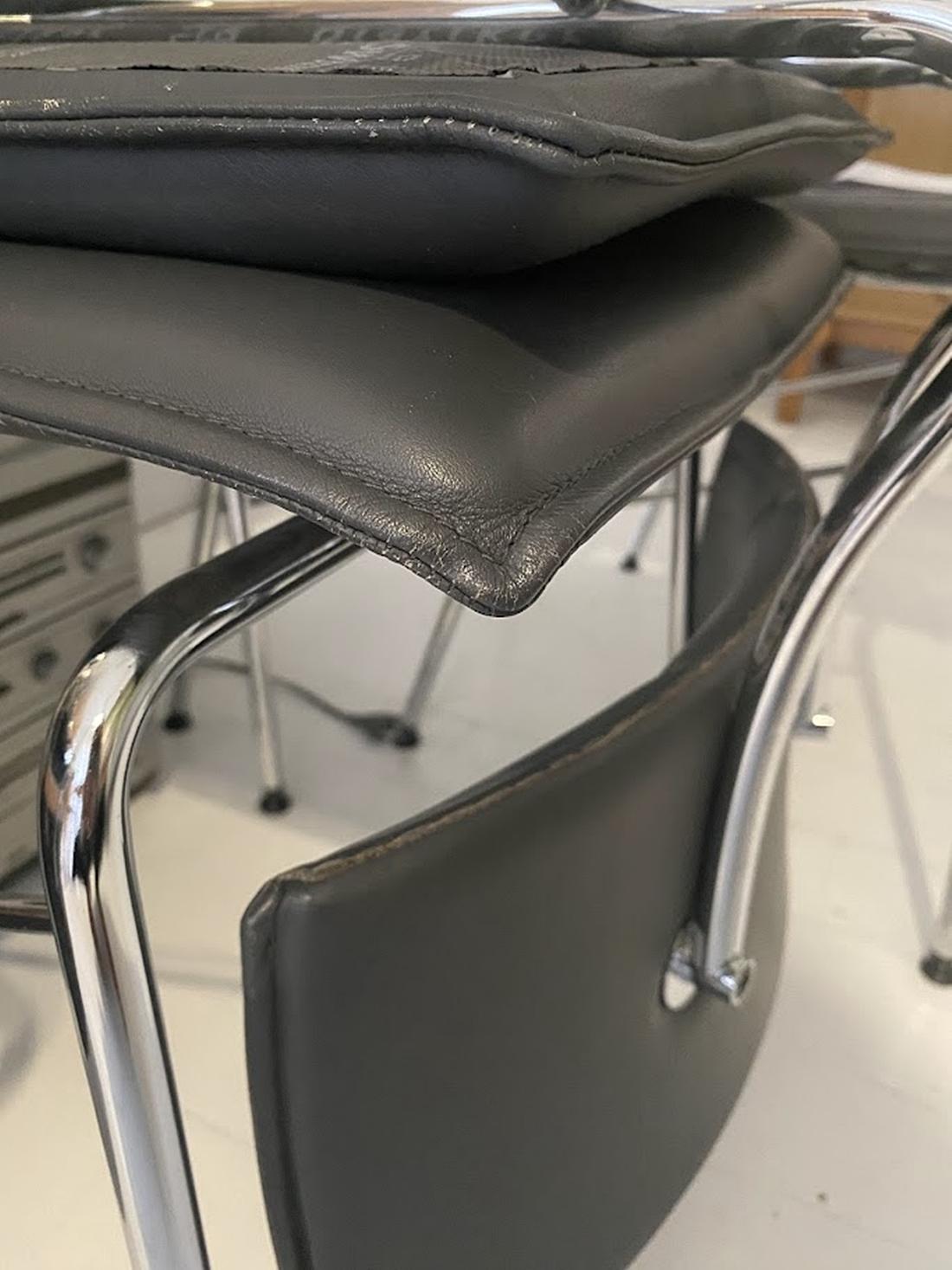 Set of Six Sparta Leather Chairs by Christoph Hindermann for Dietiker 1990s For Sale 11