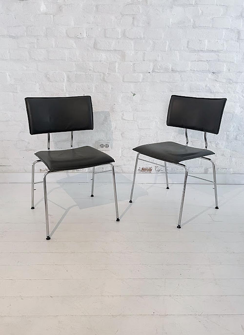 Set of Six Sparta Leather Chairs by Christoph Hindermann for Dietiker 1990s For Sale 12