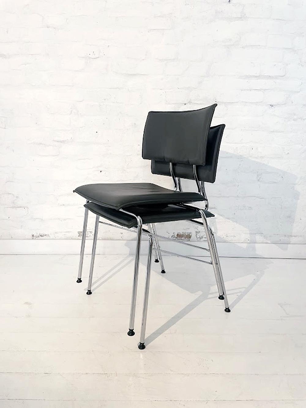 Set of Six Sparta Leather Chairs by Christoph Hindermann for Dietiker 1990s For Sale 14