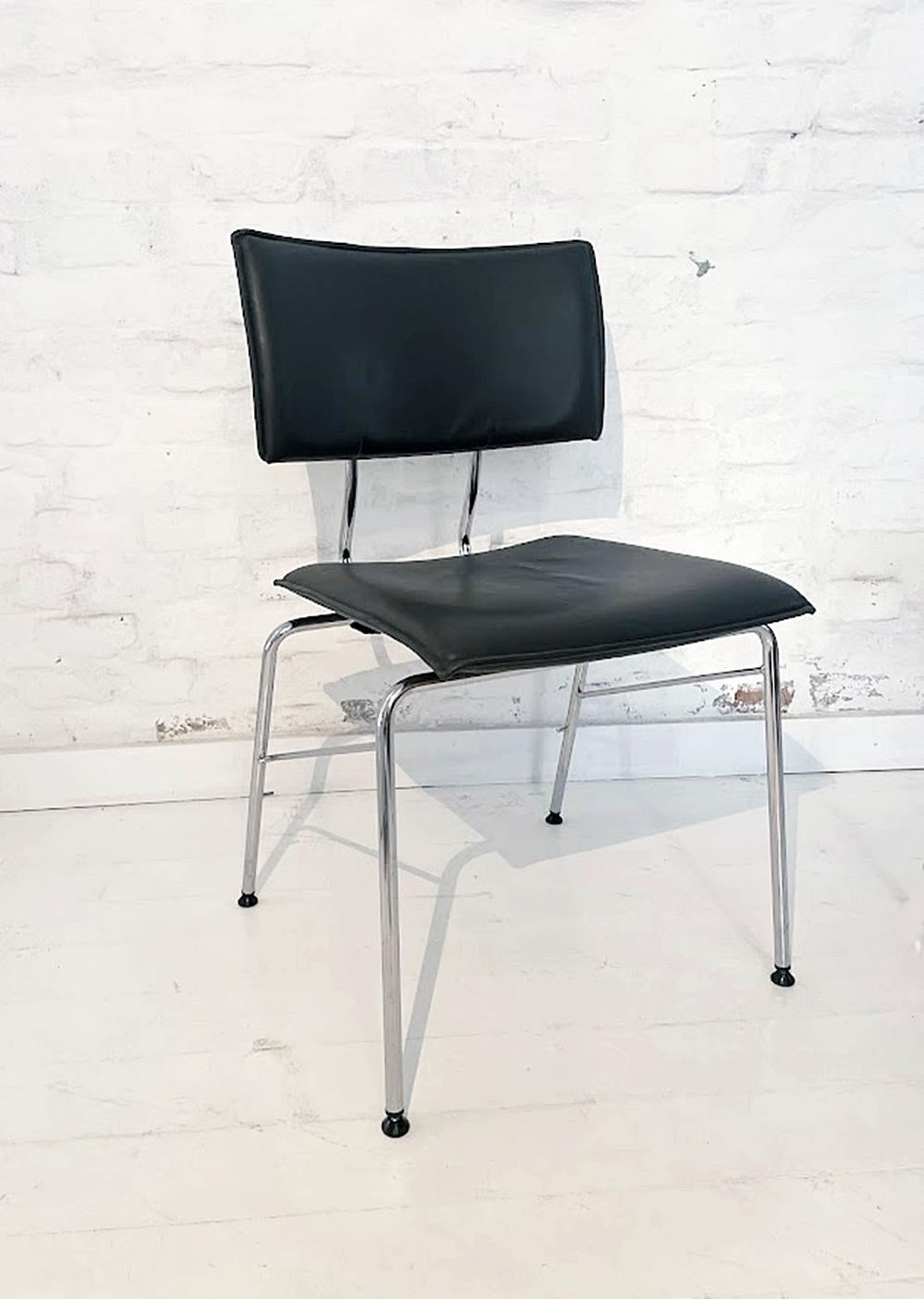 Swiss Set of Six Sparta Leather Chairs by Christoph Hindermann for Dietiker 1990s For Sale