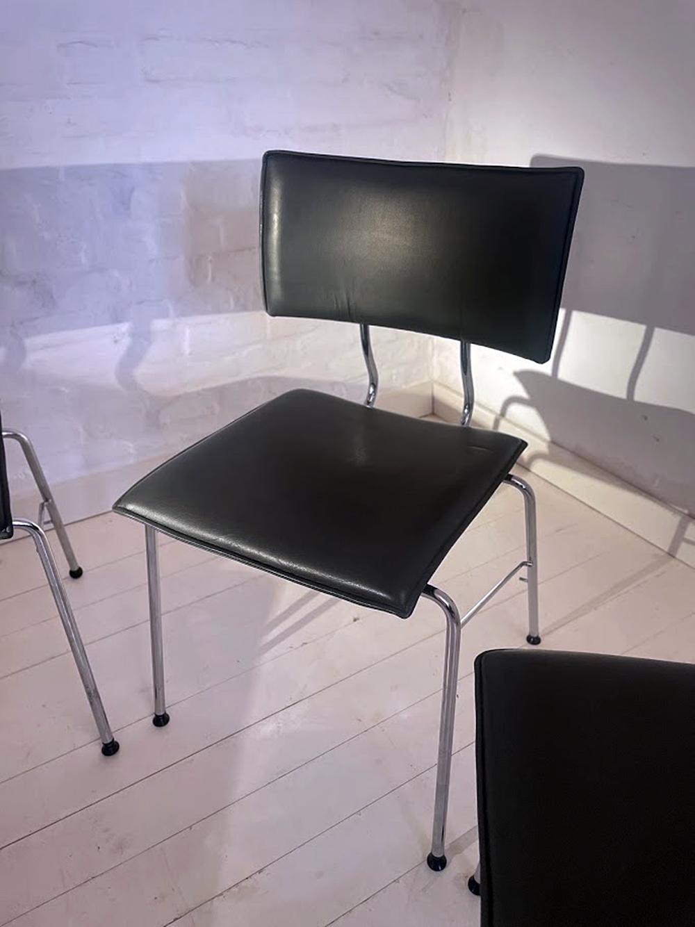Set of Six Sparta Leather Chairs by Christoph Hindermann for Dietiker 1990s For Sale 4