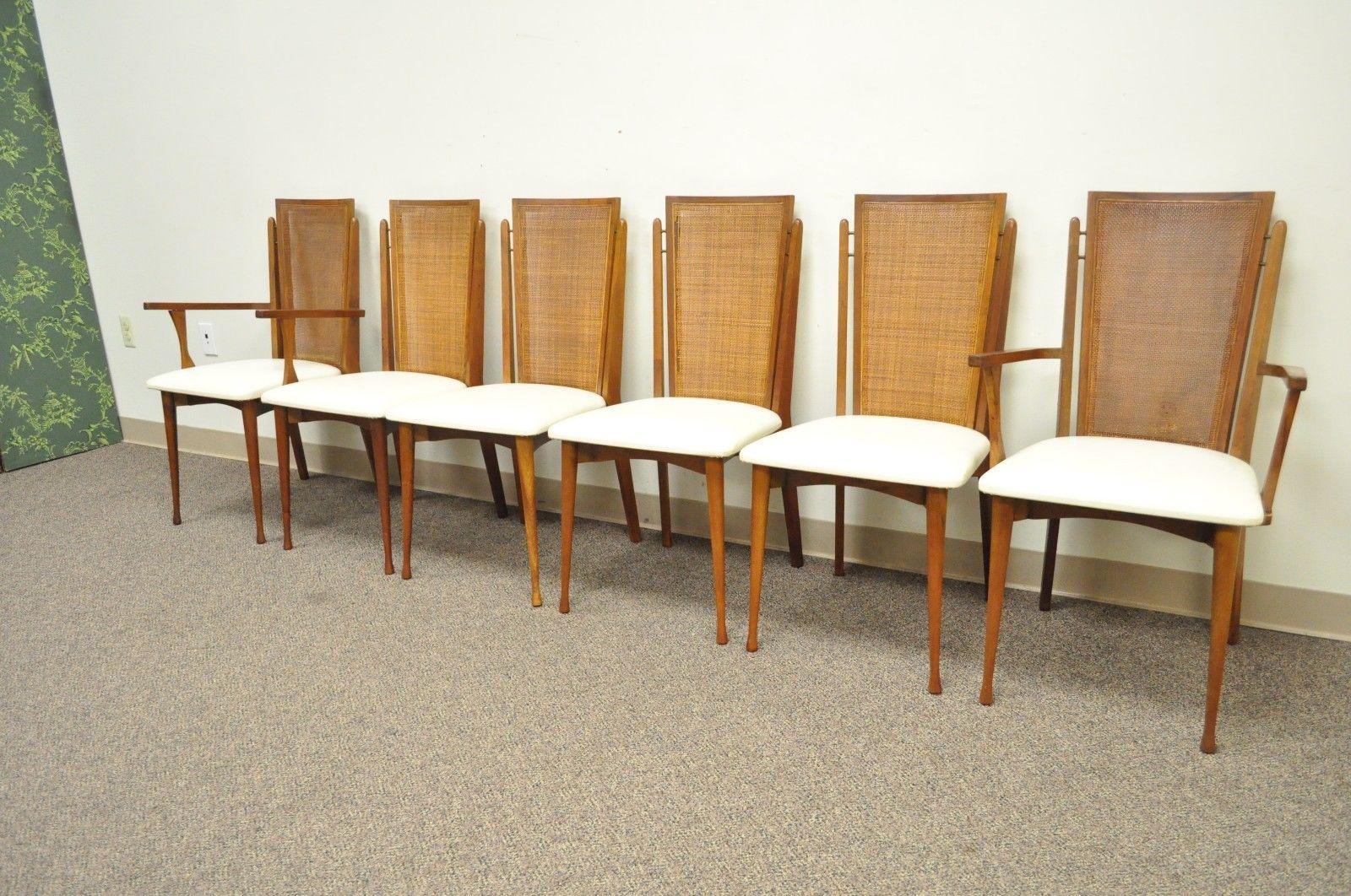 Set of Six Specialty Woodcraft Midcentury Danish Modern Cane Teak Dining Chairs For Sale 6