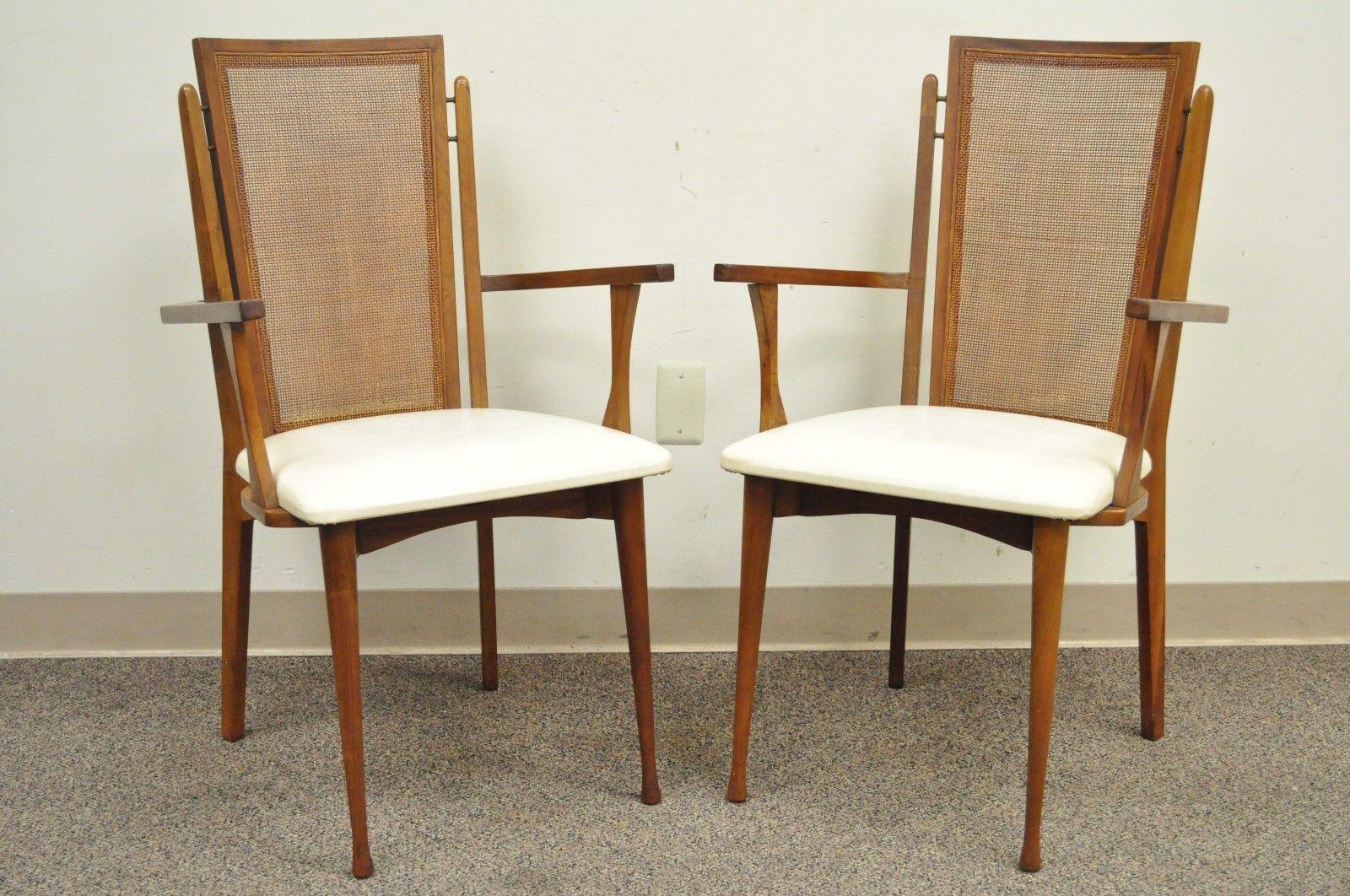 Mid-Century Modern Set of Six Specialty Woodcraft Midcentury Danish Modern Cane Teak Dining Chairs For Sale