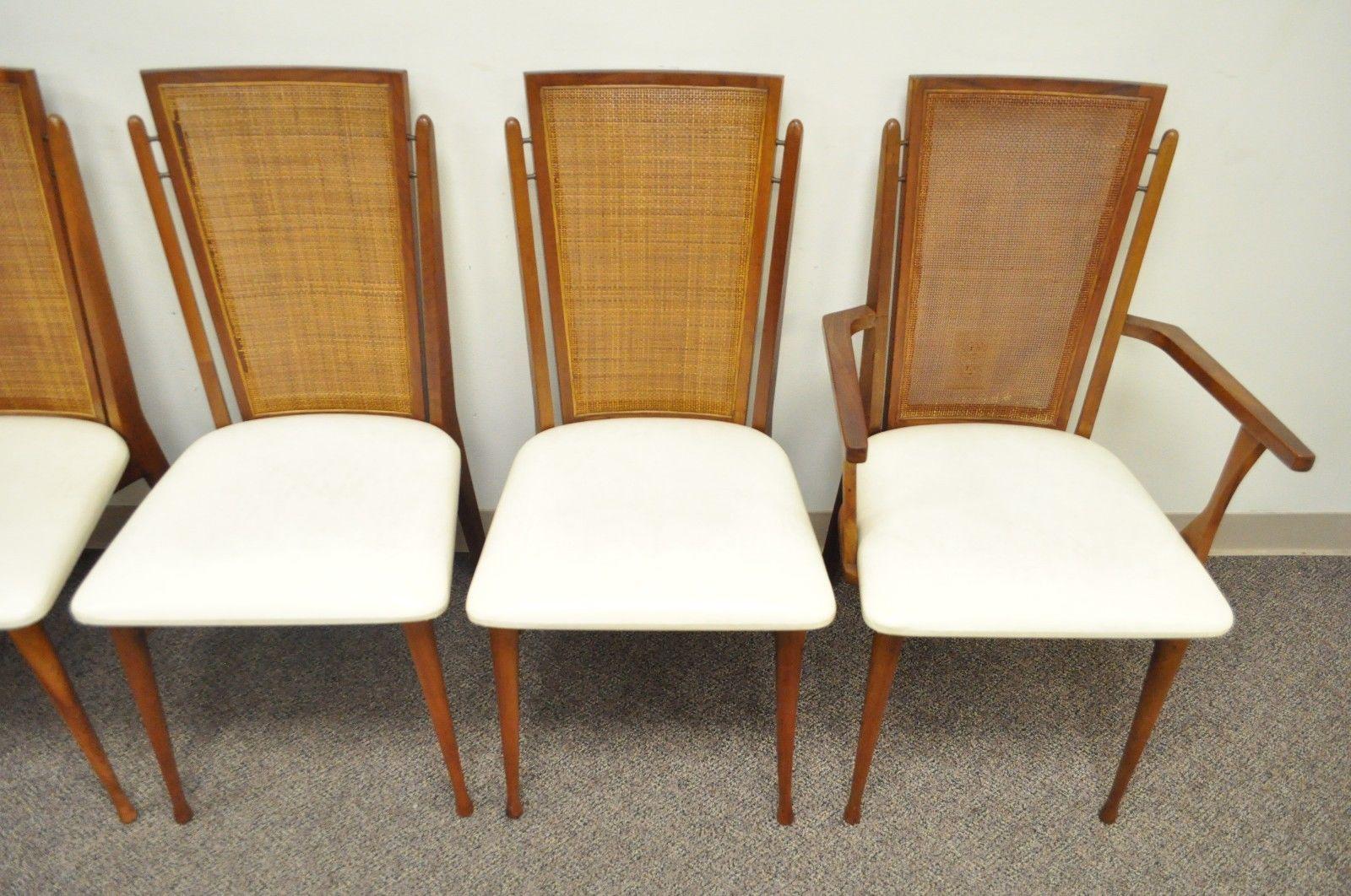 Milieu du XXe siècle Ensemble de six chaises de salle à manger en teck canné de style danois moderne du milieu du siècle dernier, fabriquées par Woodcraft en vente
