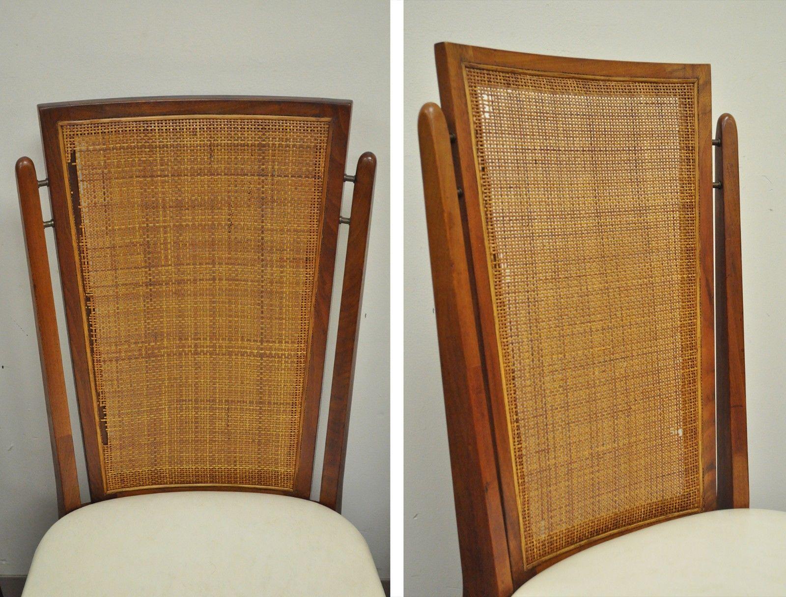 Set of Six Specialty Woodcraft Midcentury Danish Modern Cane Teak Dining Chairs For Sale 3