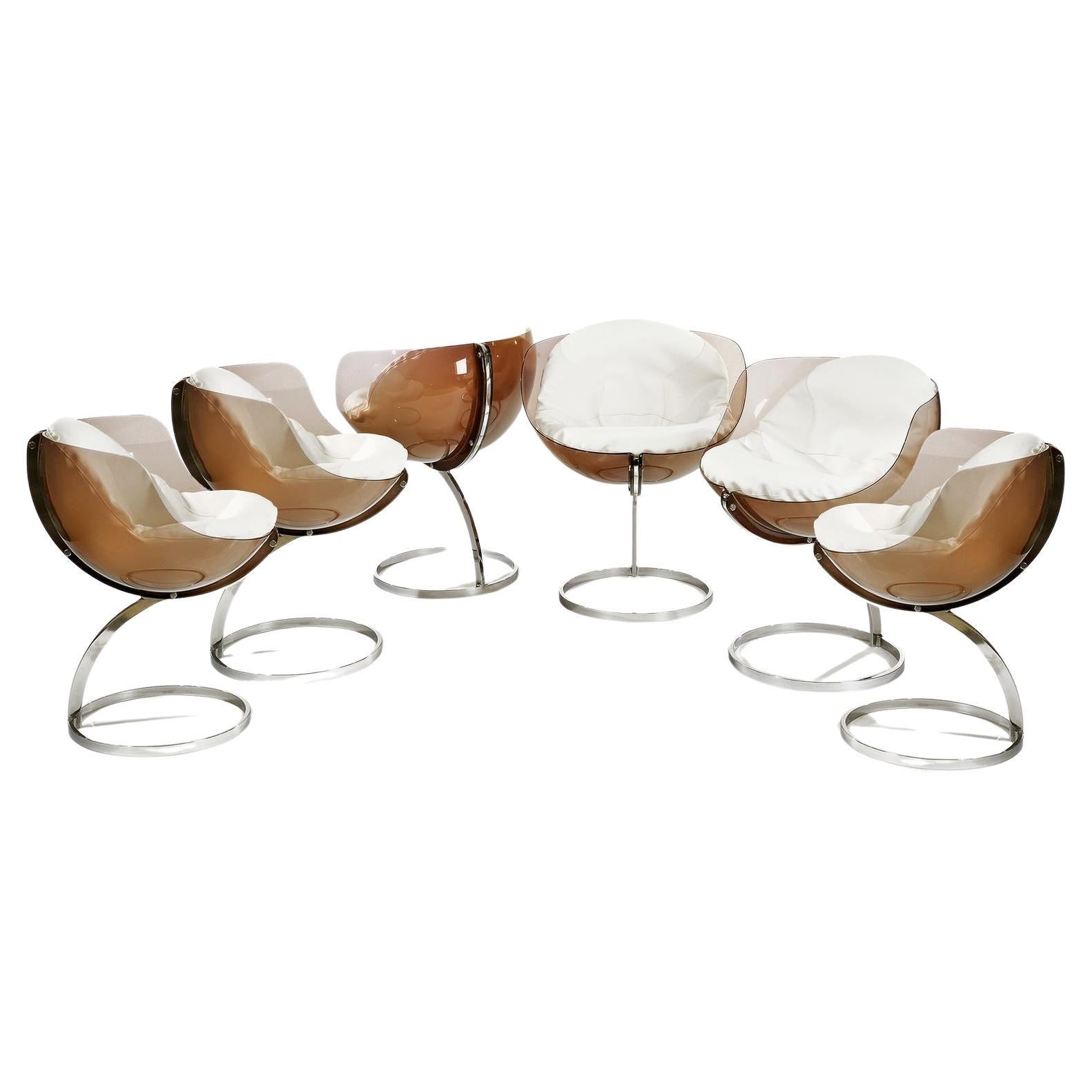 Ensemble de six chaises "Sphère". Boris Tabacoff, édition Mobilier Modulair Moderne
