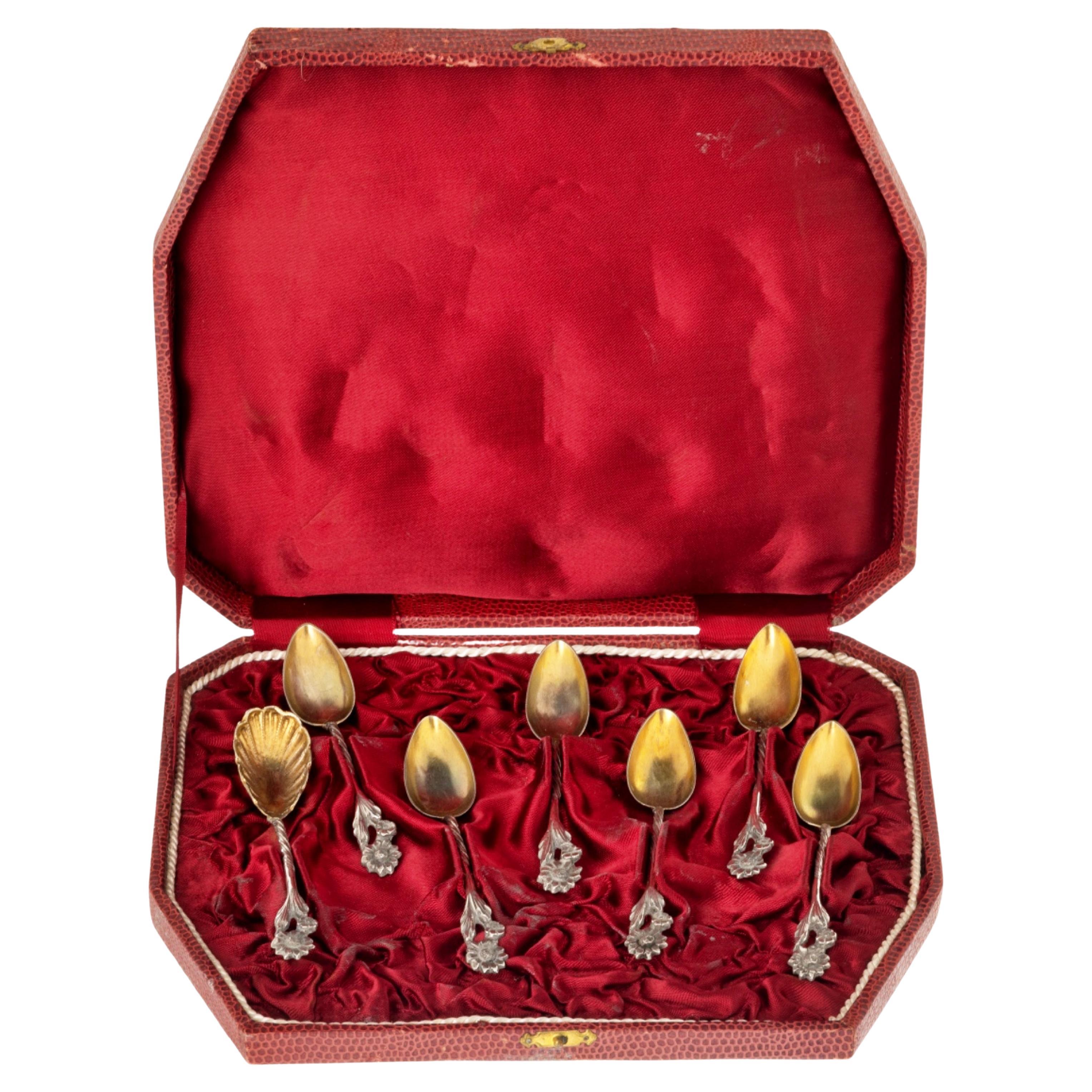 Set aus sechs Löffeln undLADLEisten aus PORTUGUESE-Silber  19. Jahrhundert