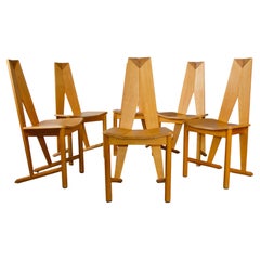 Conjunto de seis sillas de comedor Søren Nissen & Ebbe Gehl de haya, Seltz, Francia, años 80