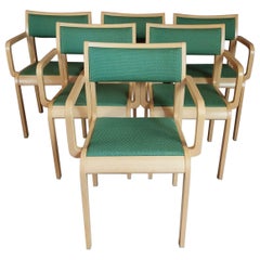 Set of Six Stackable Beech Chairs, Sweden, 1970