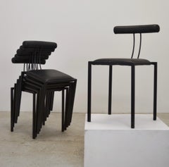 Set of Six Stackable French Dining Chairs, Artelano Style, 1980s