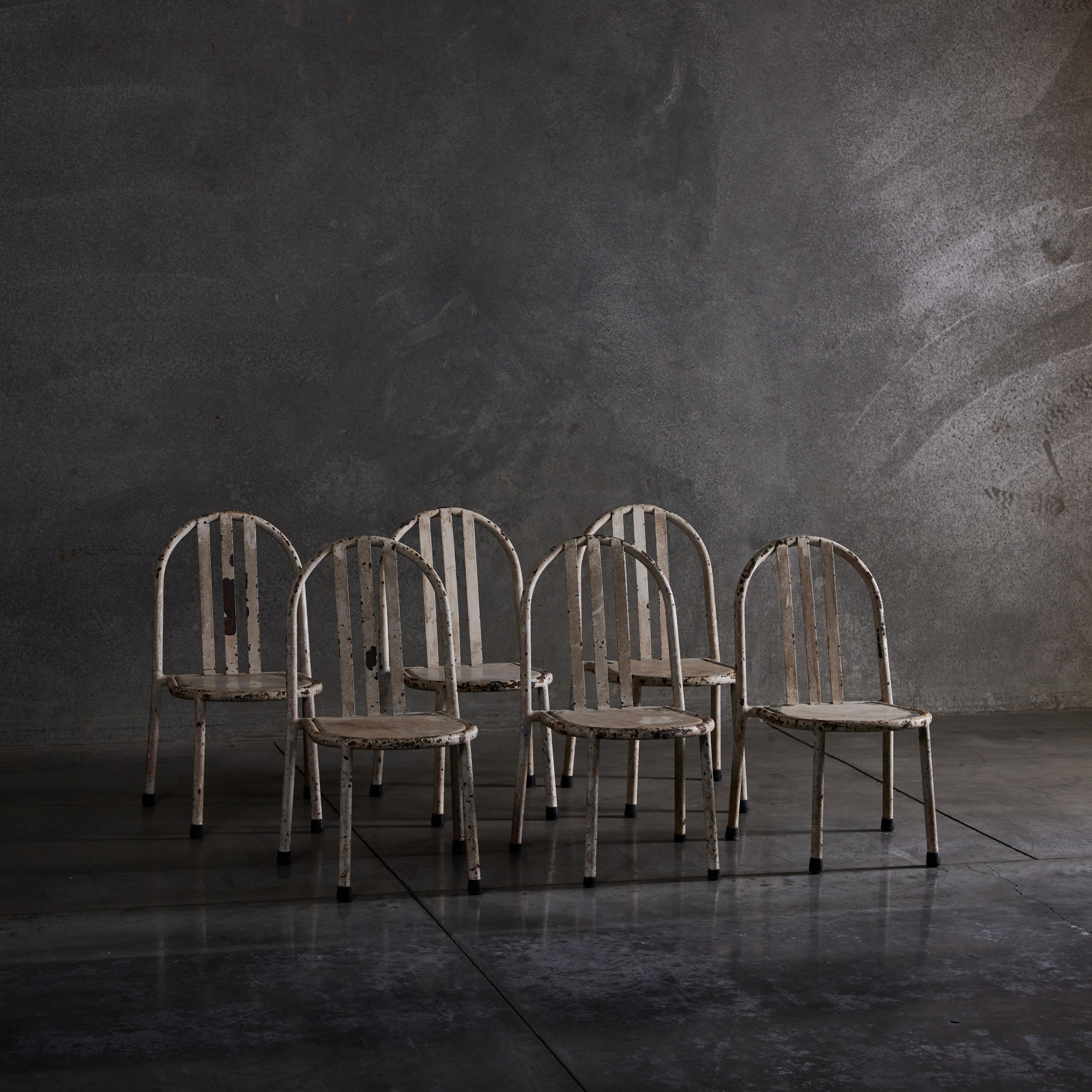 Set of Six Stacking Chairs by Robert Mallet Stevens In Distressed Condition For Sale In Los Angeles, CA