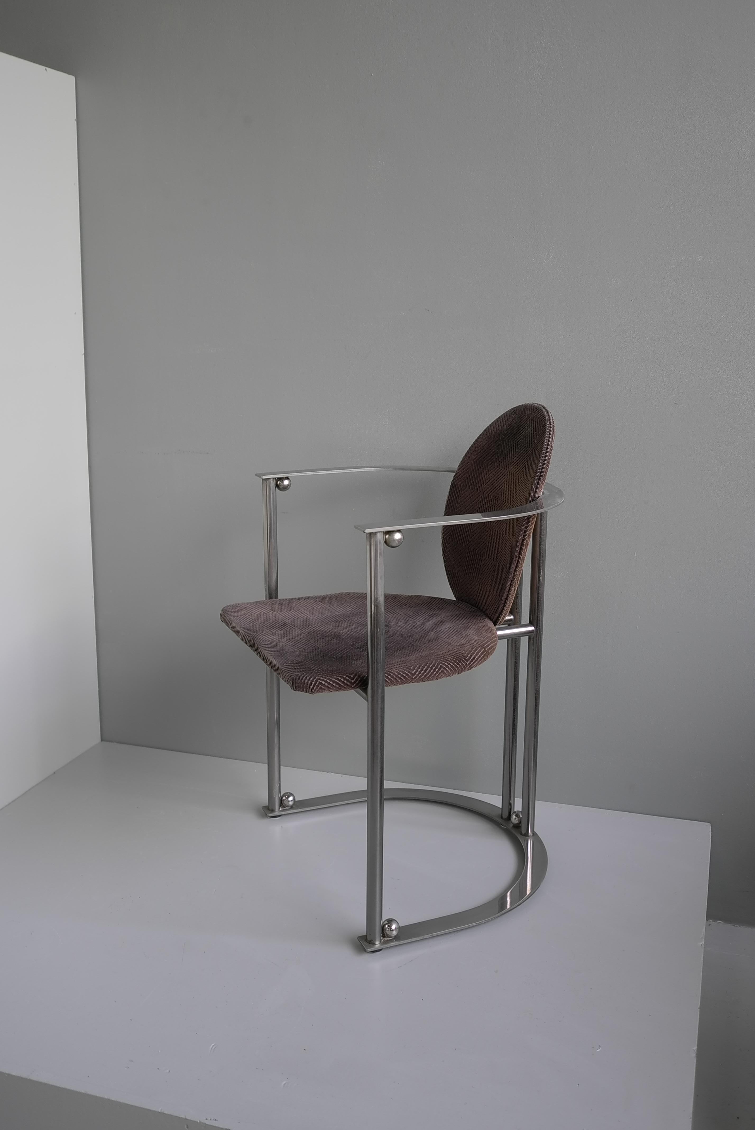 Ensemble de six chaises de salle à manger en acier inoxydable des années 1970 par Belgo Chrom Dewulf 3
