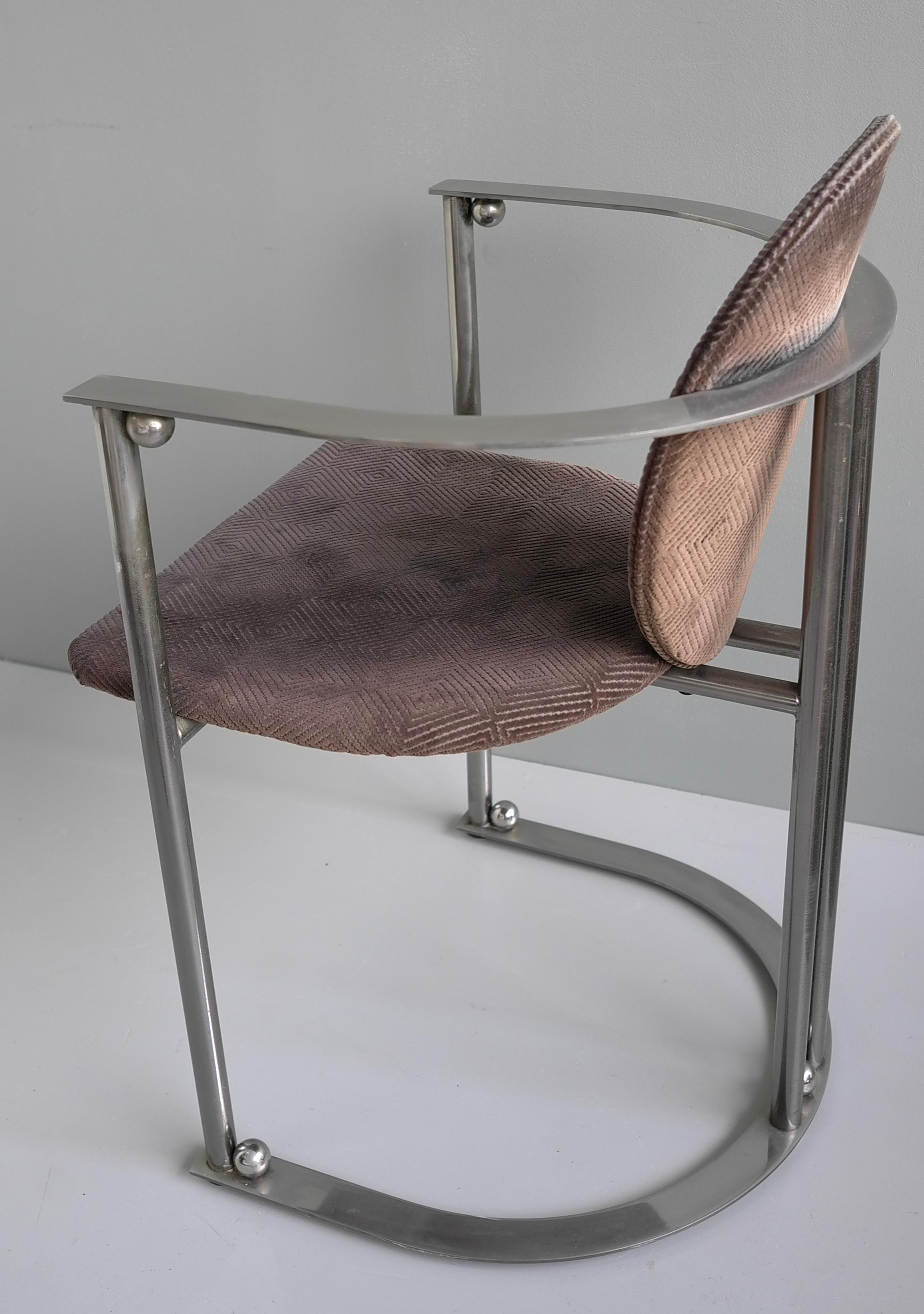 Set of Six Stainless steel 1970s Dining Chairs by Belgo Chrom Dewulf For Sale 5