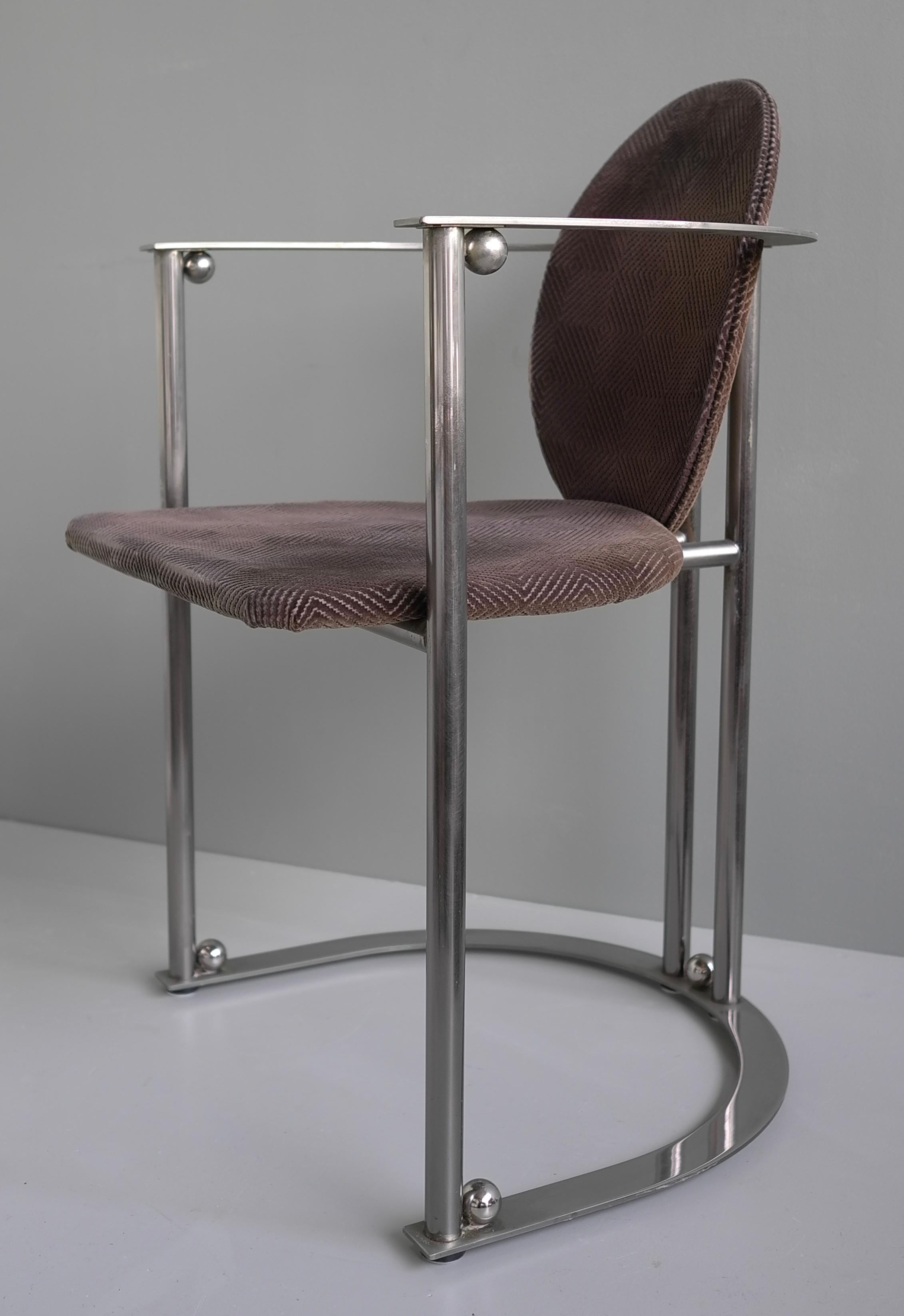 Acier inoxydable Ensemble de six chaises de salle à manger en acier inoxydable des années 1970 par Belgo Chrom Dewulf