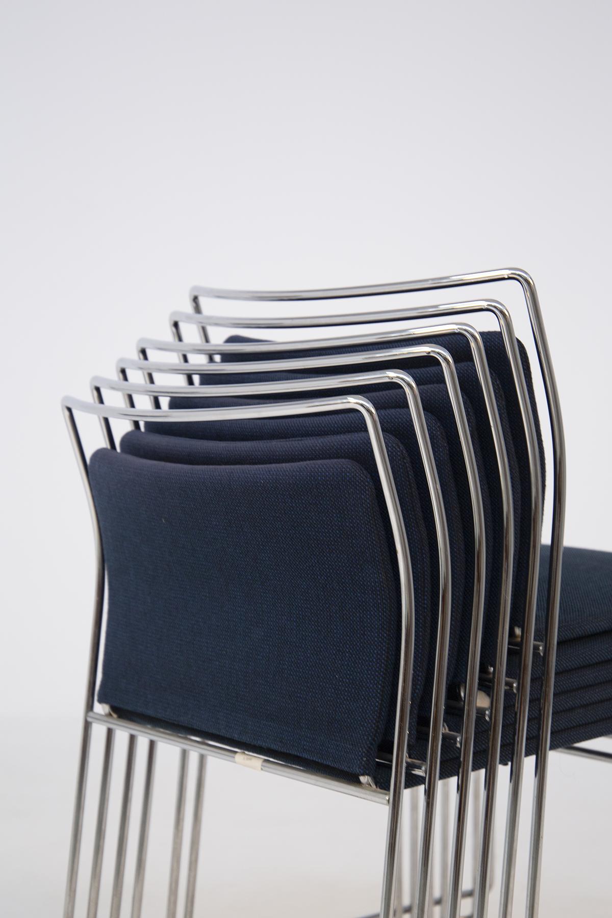 Set of Six Steel and Cotton Chairs by Kazuhide Takahama 2