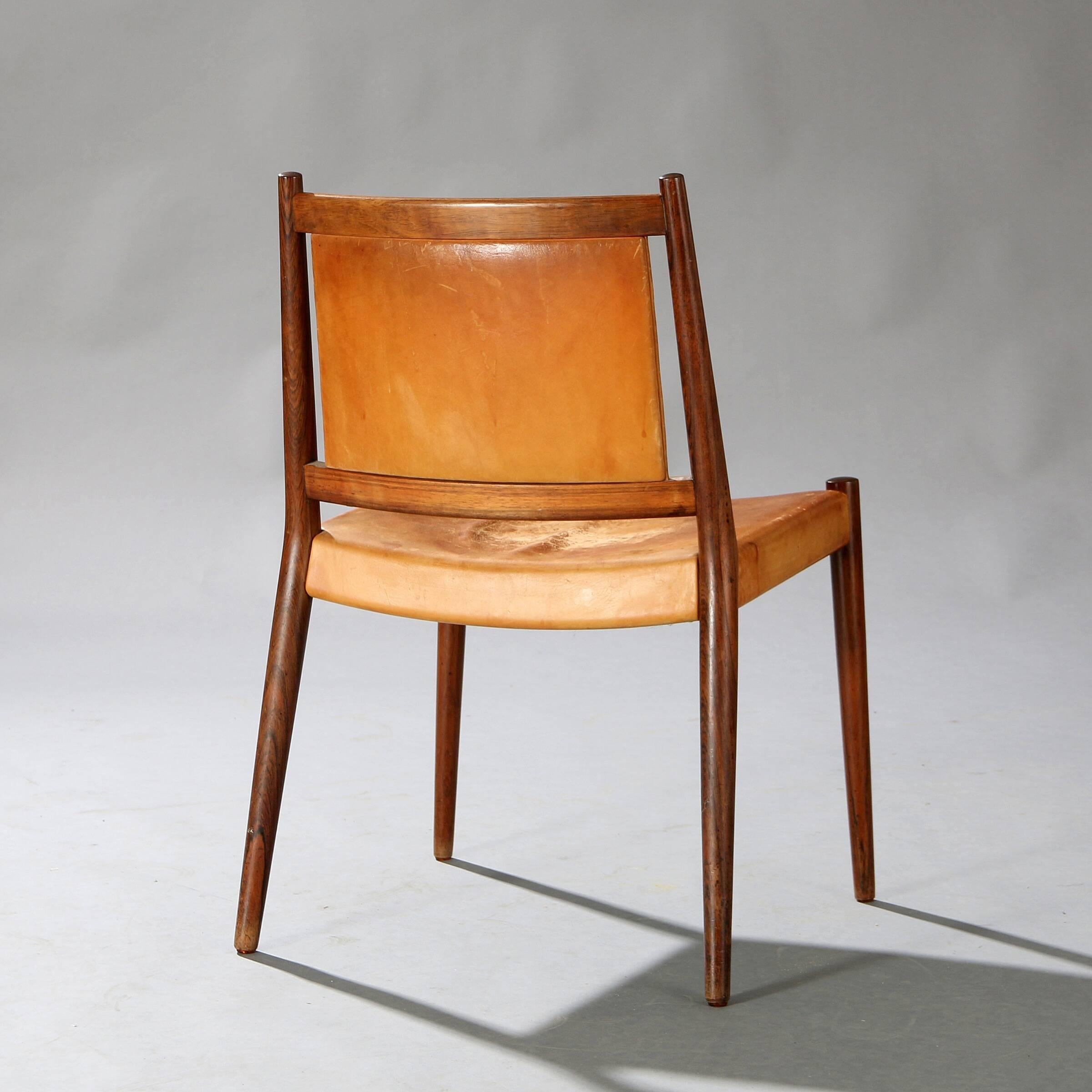 Mid-Century Modern Set of Six Steffen Syrach Larsen Rosewood Dining Chairs, Denmark, circa 1965 For Sale