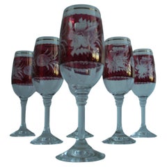 Set of six stemmed glasses, Bohemia Crystal, 1990s.