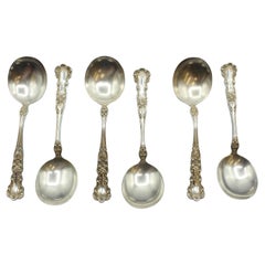 Set of Six Sterling Silver Cream Soup Spoons by Gorham