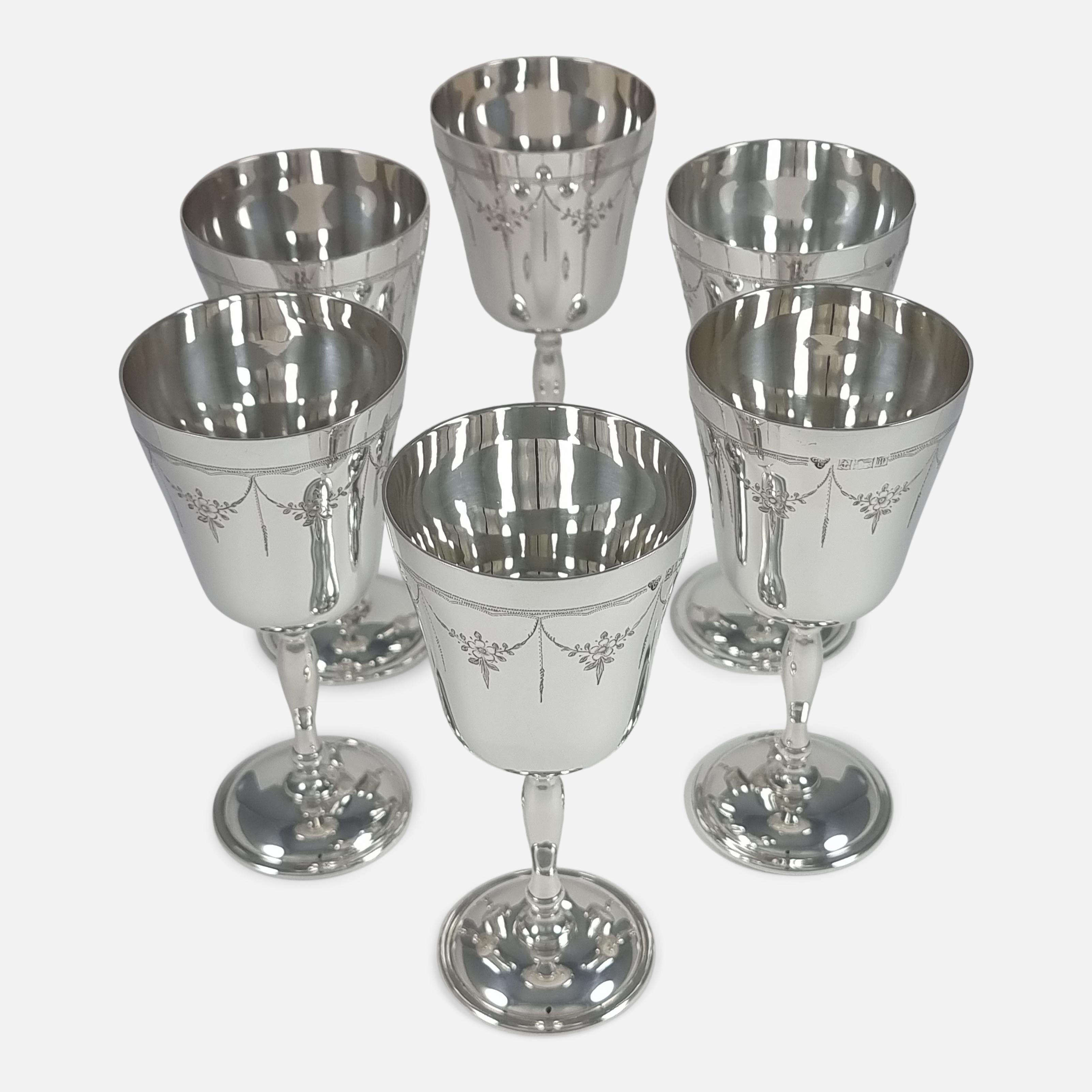 Set of Six Sterling Silver Goblets, Garrard & Co, 1971 In Good Condition For Sale In Glasgow, GB