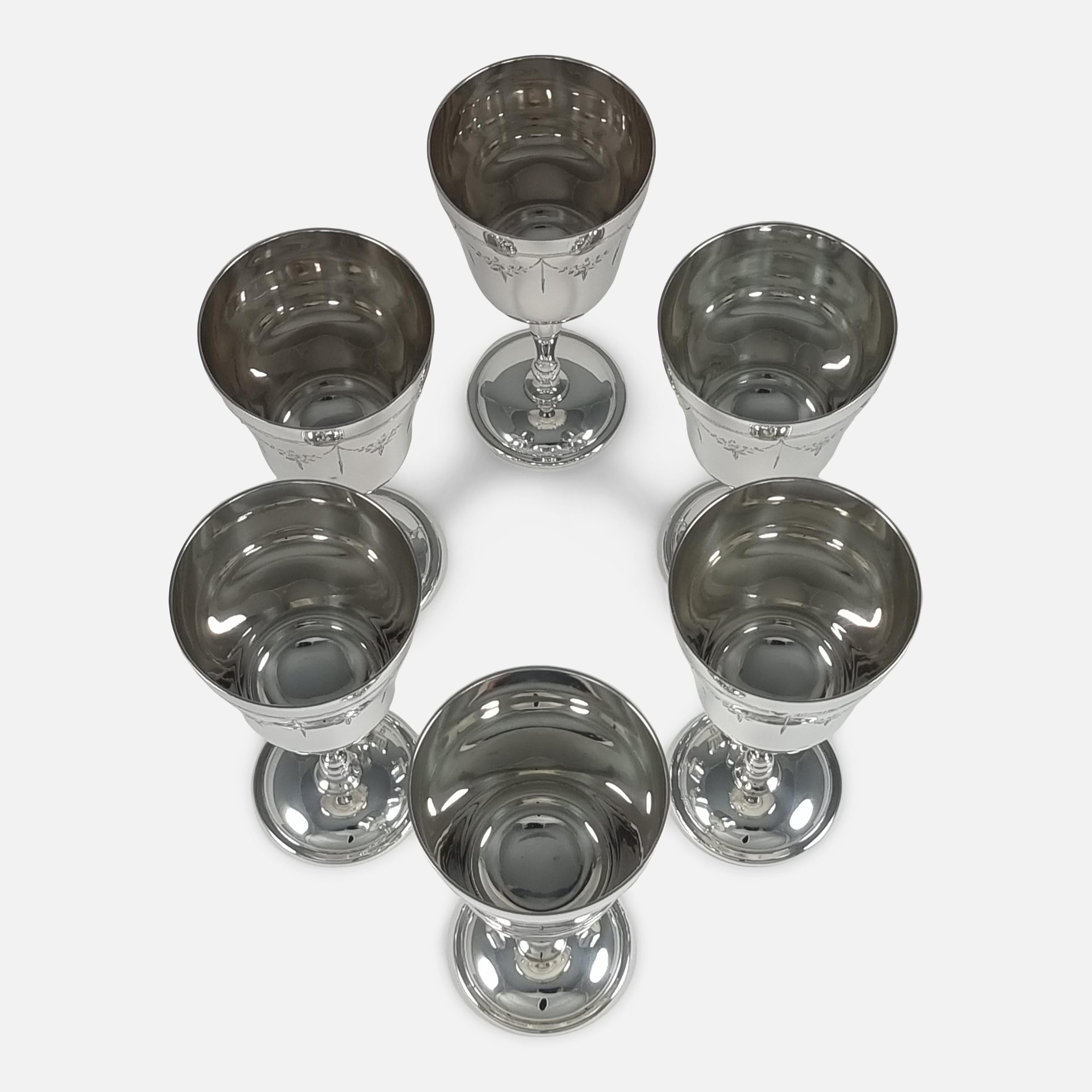 Set of Six Sterling Silver Goblets, Garrard & Co, 1971 For Sale 1