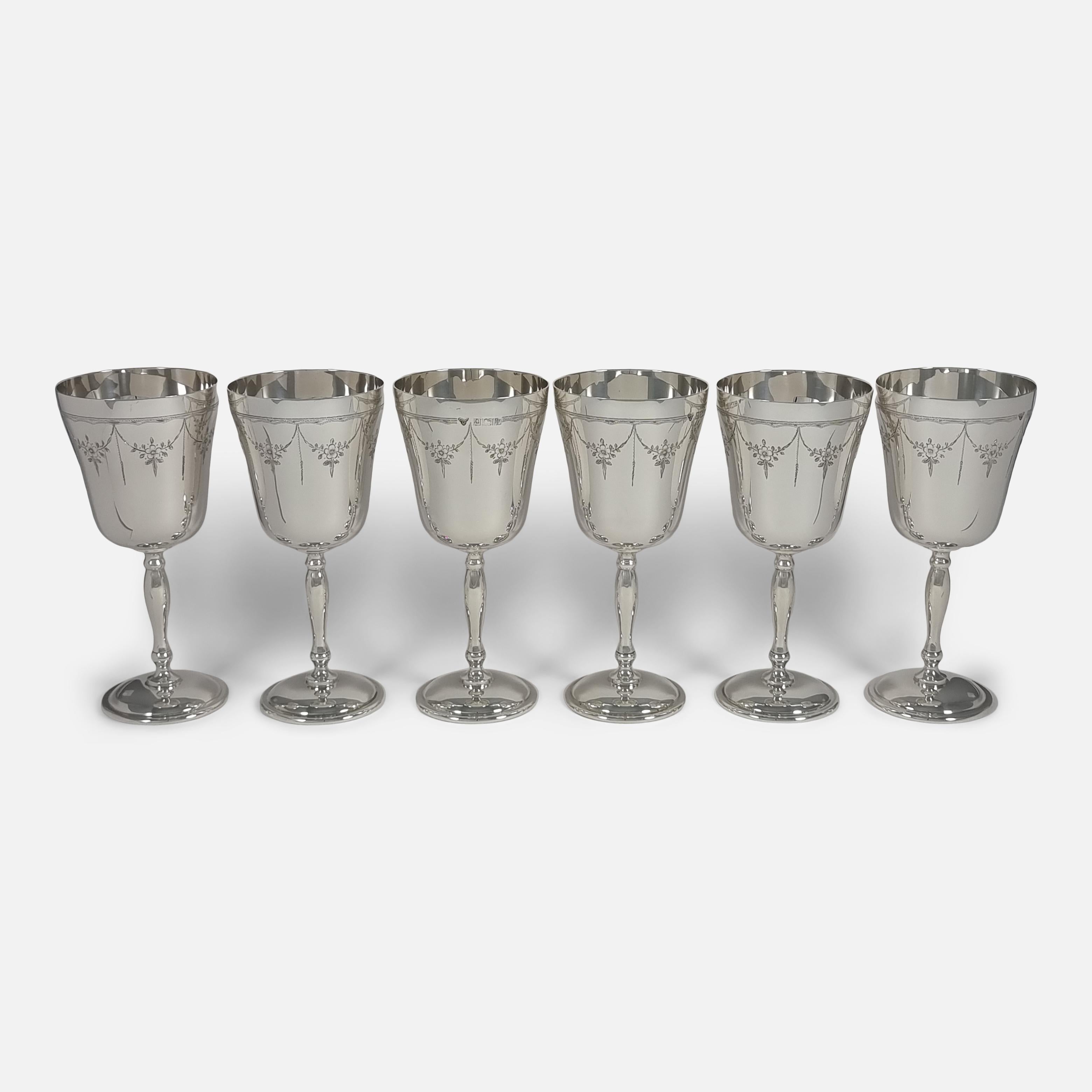 Set of Six Sterling Silver Goblets, Garrard & Co, 1971 For Sale 2