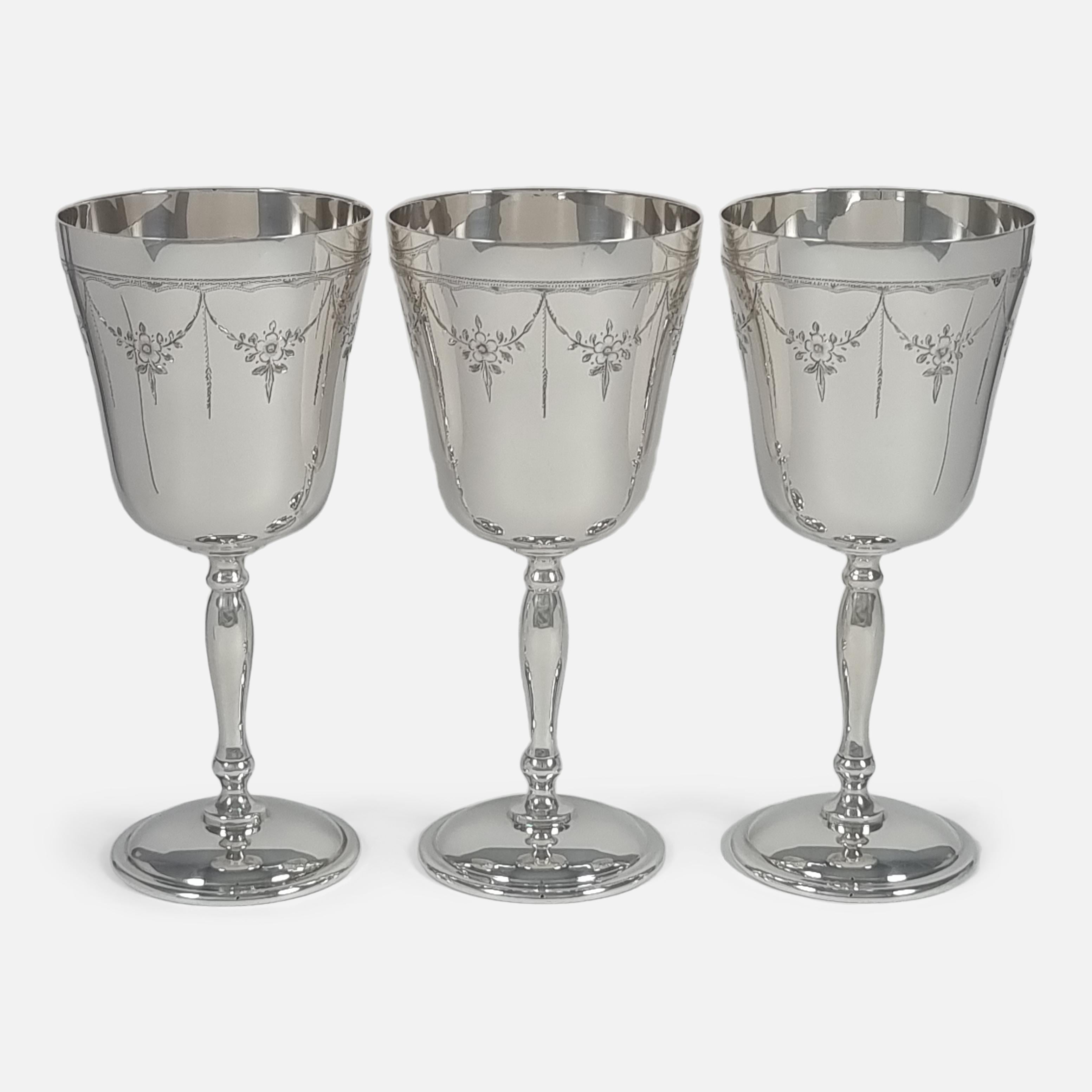 Set of Six Sterling Silver Goblets, Garrard & Co, 1971 For Sale 3