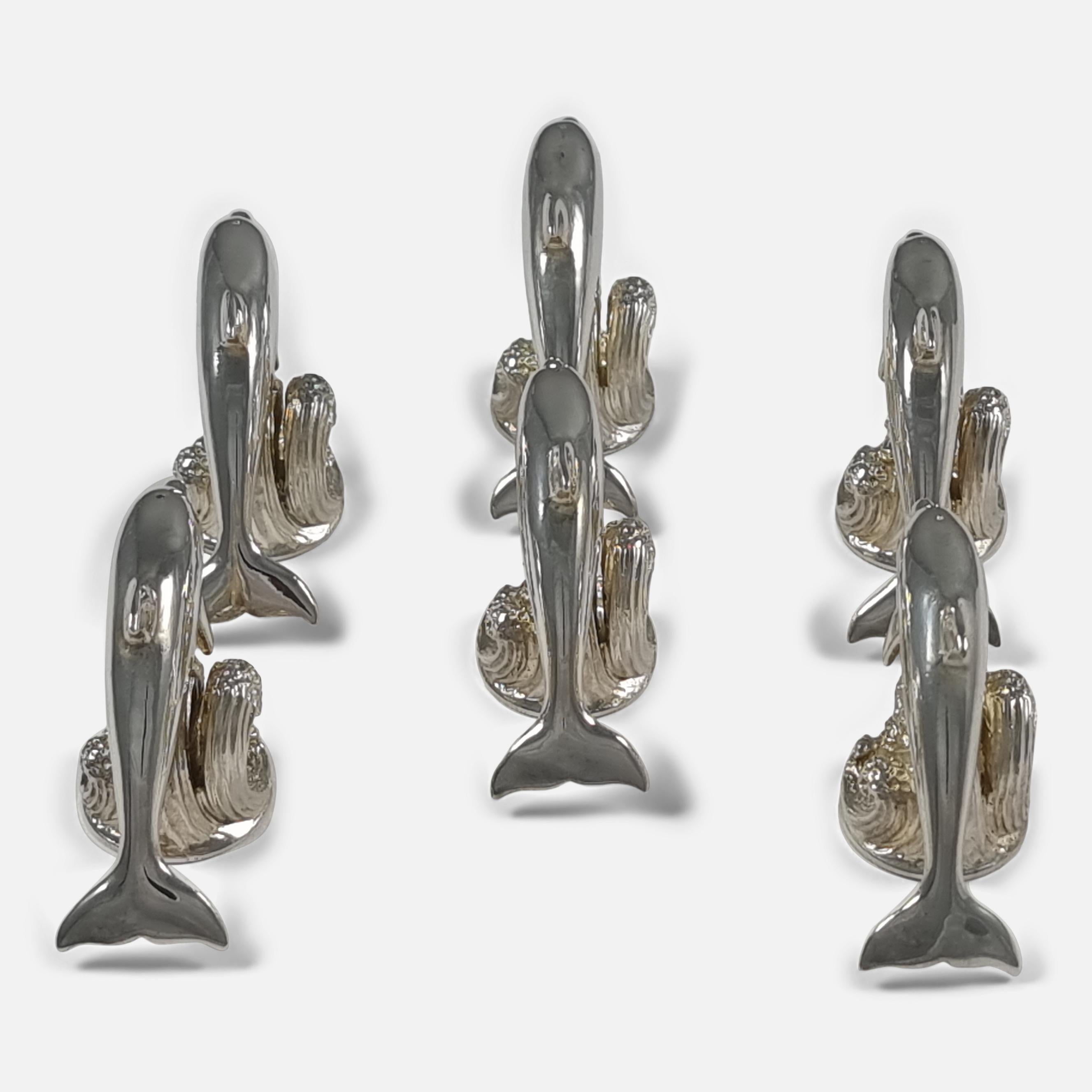 Set of Six Sterling Silver Menu Place Card Holders, Garrard & Co, 1997 For Sale 5