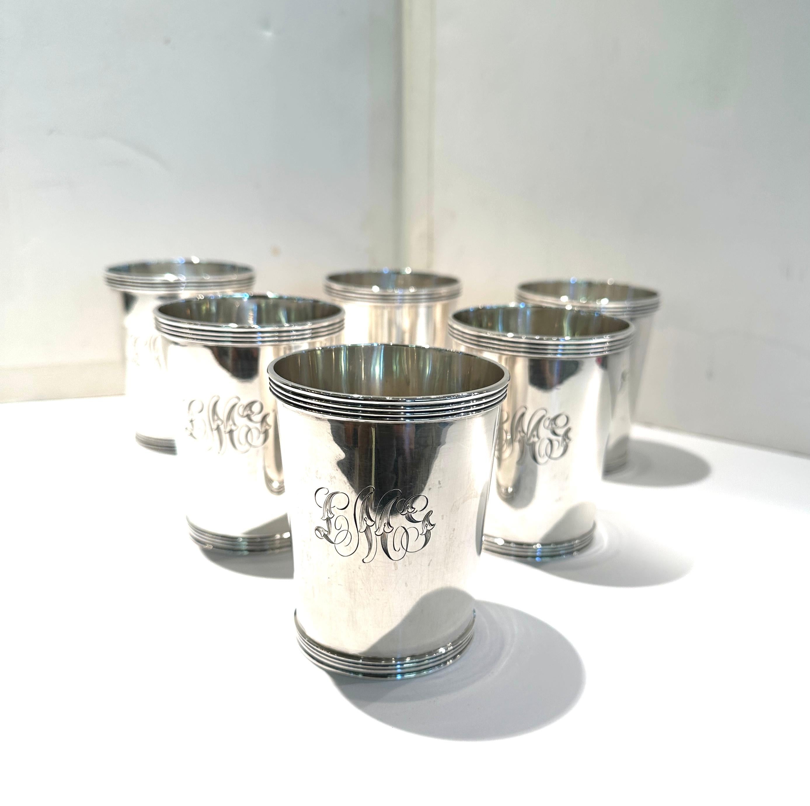 Early 20th Century Sterling Silver Mint Julep Cups, Set of Six For Sale