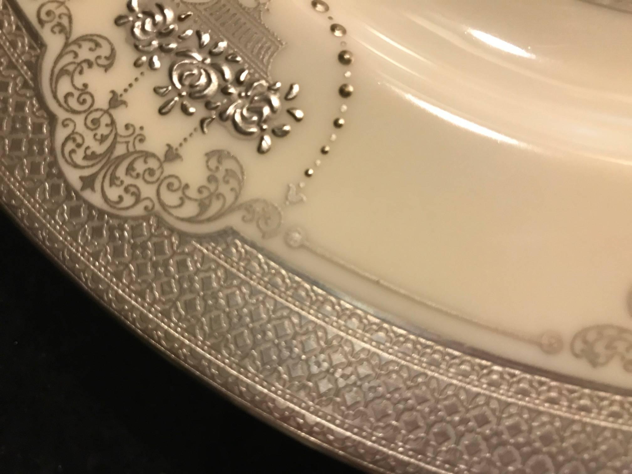 American Set of Six Sterling Silver Overlay Service Dinner Plates For Sale