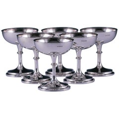 Retro Set of Six Sterling Silver Pedestals Bowls/Dishes by Turner and Simpson