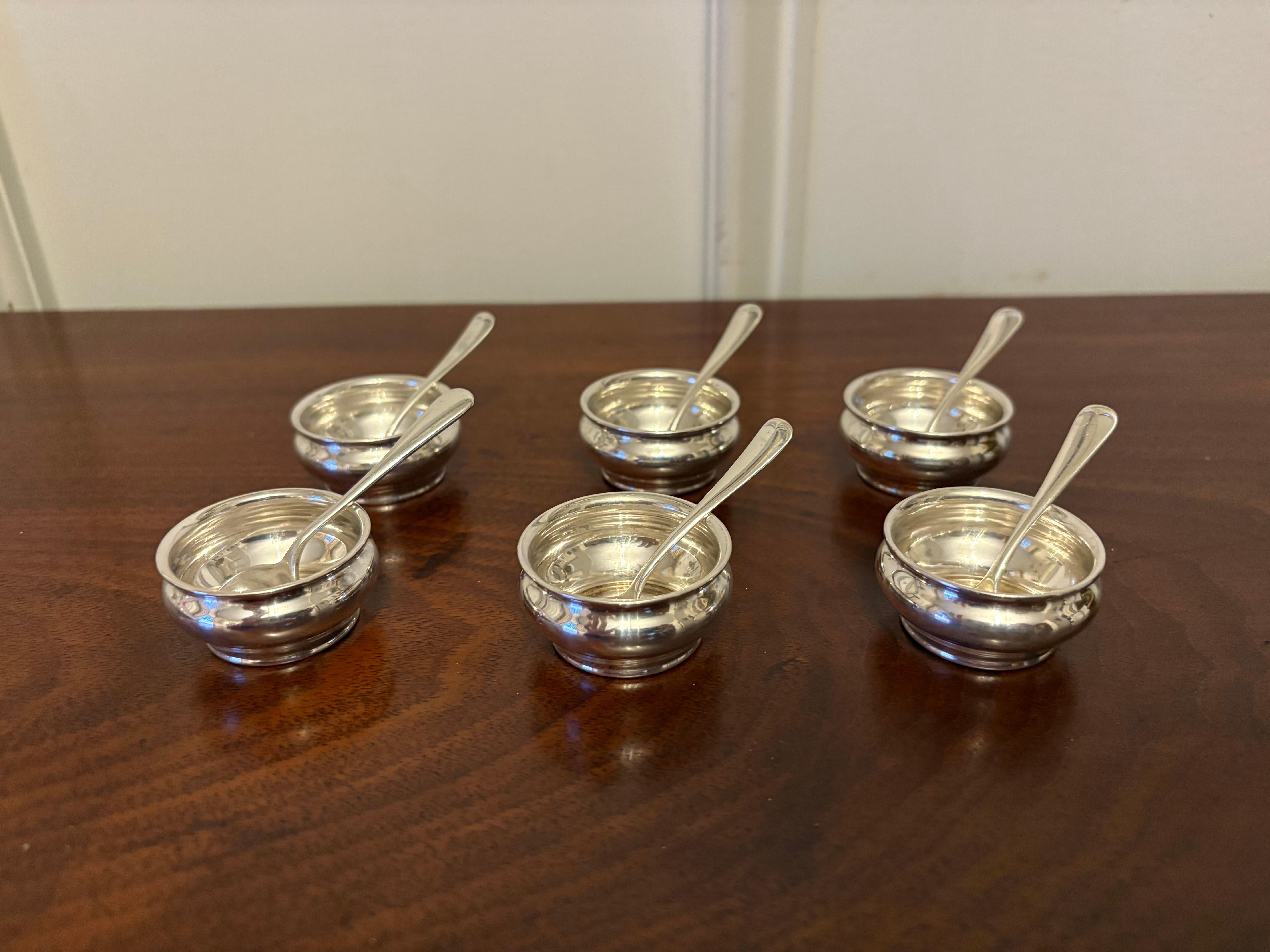 Set di sei saliere in argento sterling con cucchiai di Gorham, XX secolo in vendita 1