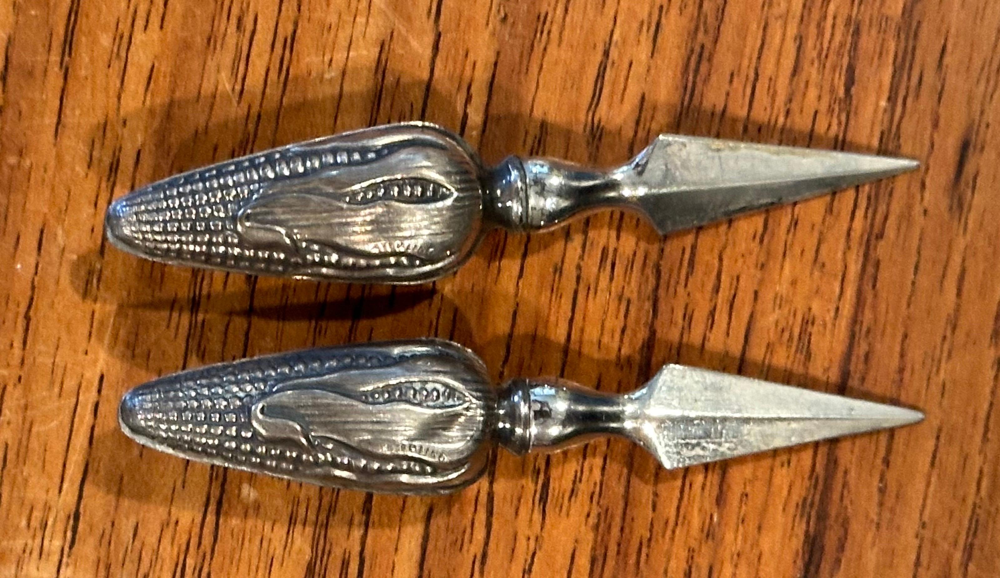 Set of Six Sterling Silver Sweet Corn Forks / Holders 3