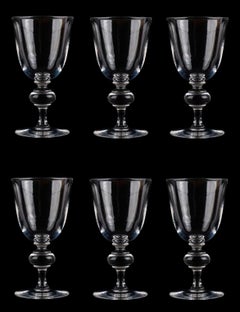 Set of Six Steuben Crystal Red Wine Goblets, 1960s