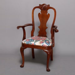 Set of Six Stickley Queen Anne Carved Mahogany Dining Chairs, circa 1987