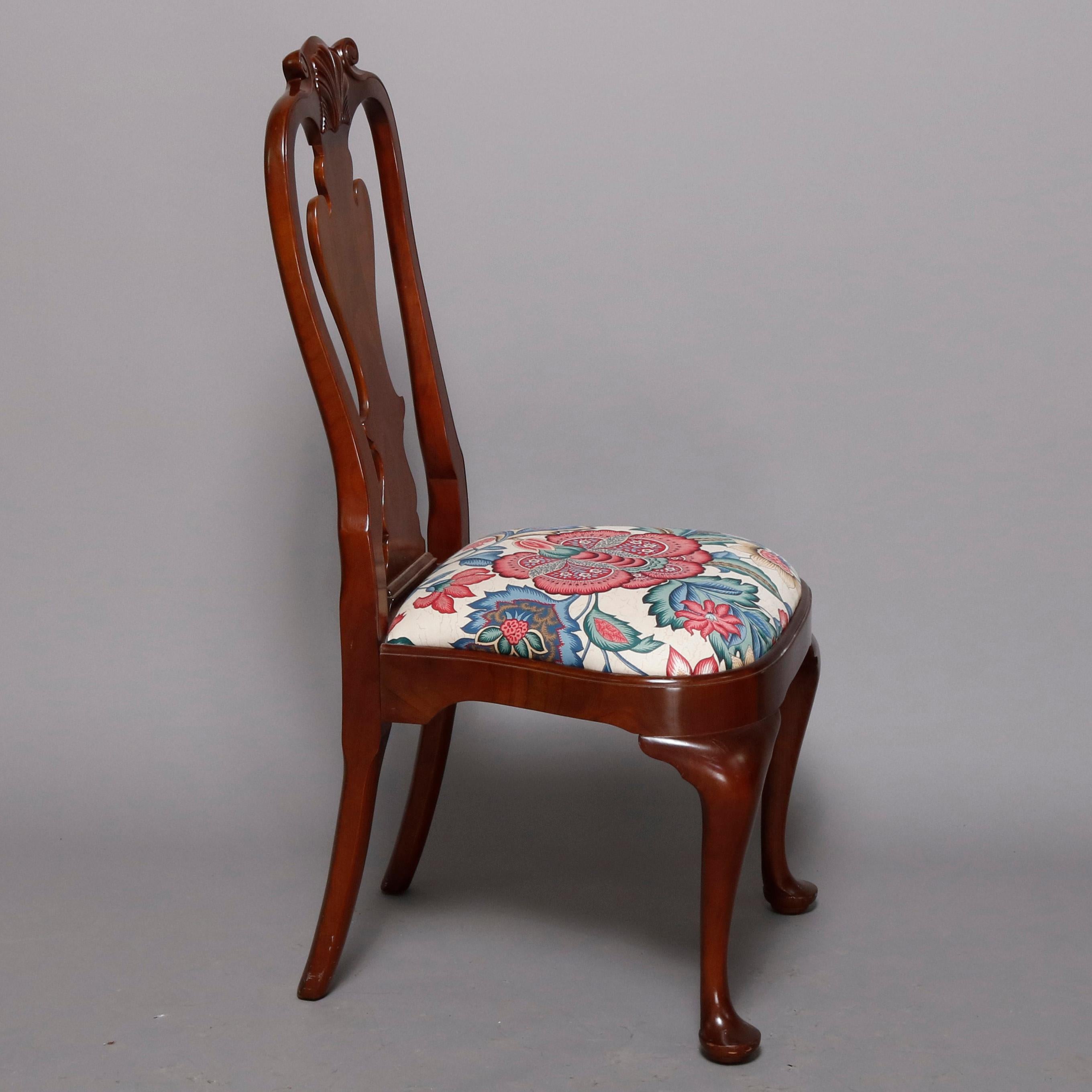 20th Century Set of Six Stickley Queen Anne Carved Mahogany Dining Chairs, circa 1987