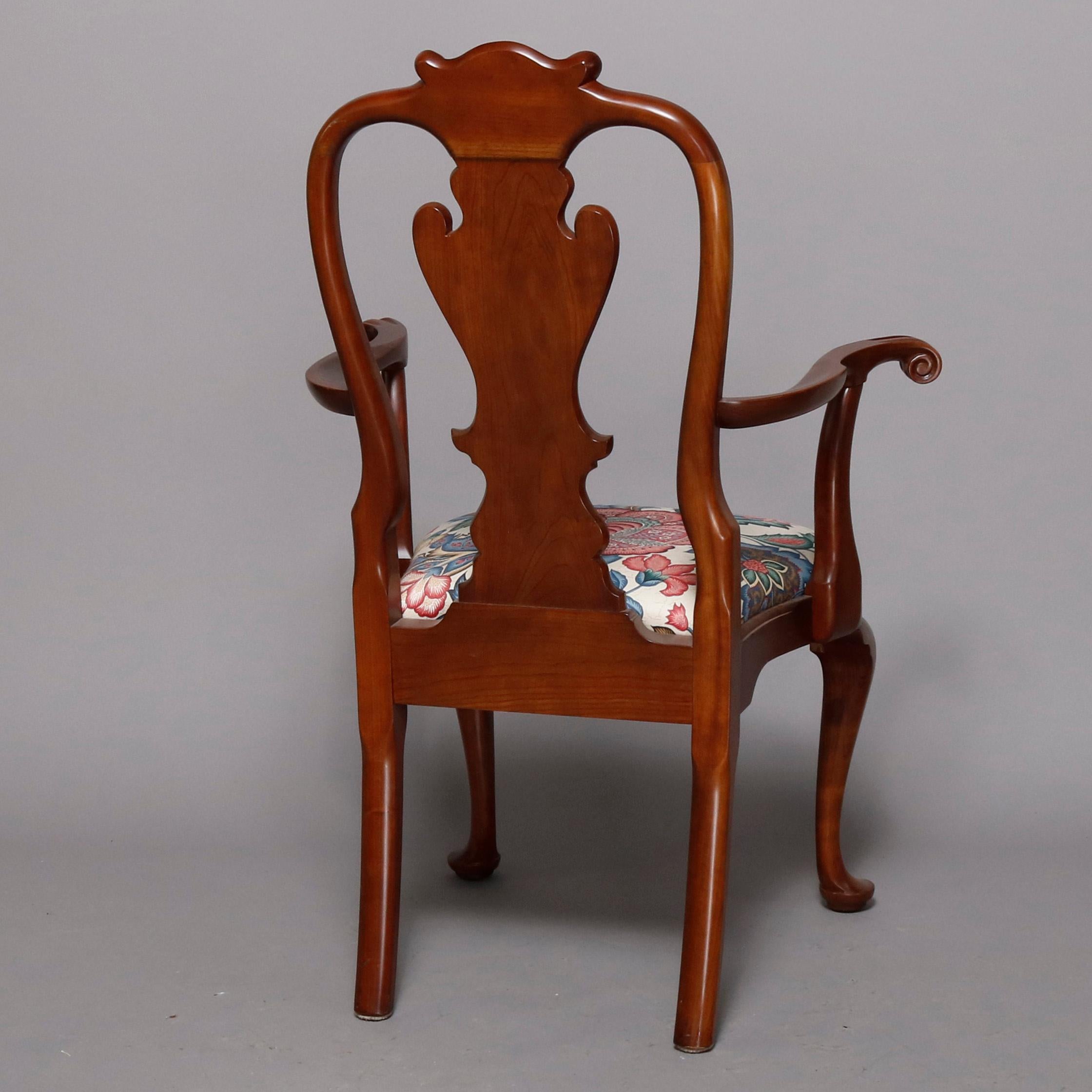 Set of Six Stickley Queen Anne Carved Mahogany Dining Chairs, circa 1987 2